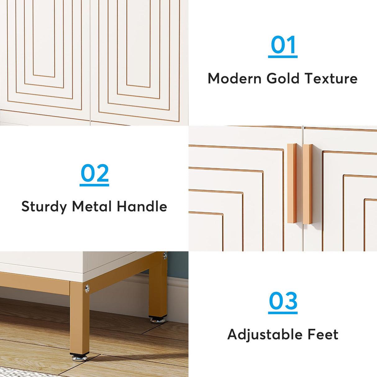 TRIBESIGNS WAY TO ORIGIN Shoe Cabinet, 20 Pairs Modern Shoe Storage Cabinet with Doors, 6-Tier Freestanding Entryway Shoe Organizer Rack for Living Room, Closet, White & Gold, HQF1650 TRIBESIGNS WAY TO ORIGIN