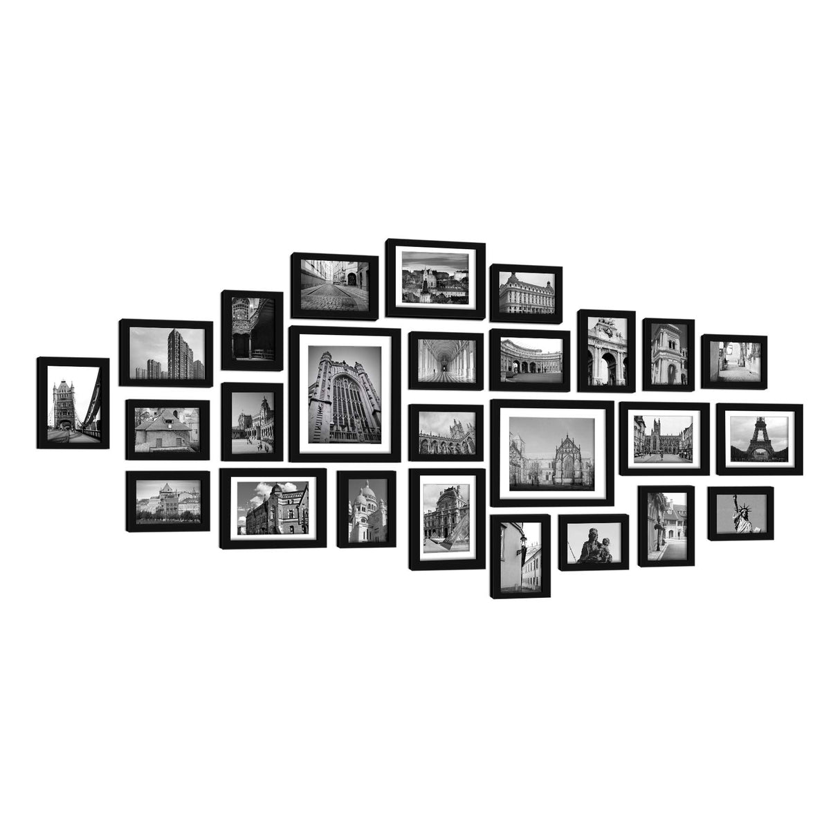 26 Pieces Picture Frames Set Collage Photo Frames Wall Gallery Kit for Wall and Home, Two in 8X10, Five in 5X7, Seven in 4X6, Twelve in 3.5X5 in Black White (Black) Transforcat
