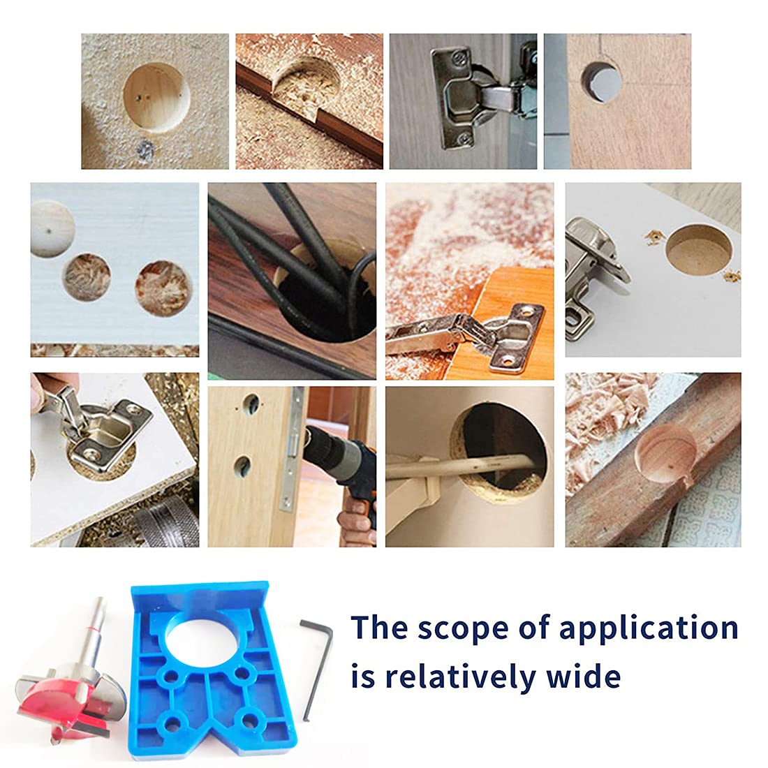 Furnrubden Forstner Drill Bit, 35mm Concealed Hinge Jig kit, Wood Drilling Hole Saw Set Woodworking Drilling Tool Wood Cutter for Face Frame Cabinet Cupboard Door Hinges Furnrubden