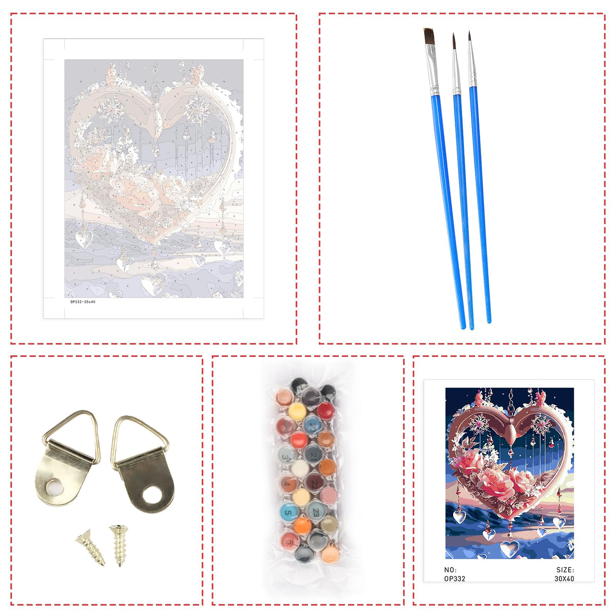 Lxmsja Heart Paint by Numbers Kit for Adults, Roses Acrylic Paint by Numbers for Adults Beginner, DIY Craft Supplies Oil Painting Kits for Home Wall Decor 12x16 inch (No Frame) Lxmsja