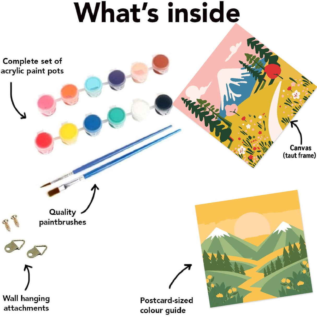 FQOVKYN 4 Packs Paint by Numbers Kit for Adults with Frame, DIY Landscape Adult's Paint by Number on Canvas, Mountain Oil Painting Kits for Home Wall Decor 8x8 Inch FQOVKYN