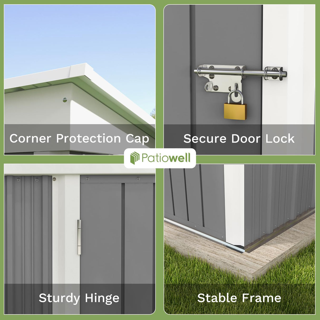 Patiowell 5x3 FT Outdoor Storage Shed, Garden Tool Shed with Sloping Roof and Lockable Door, Metal Shed for Backyard Garden Patio Lawn, Gray Patiowell