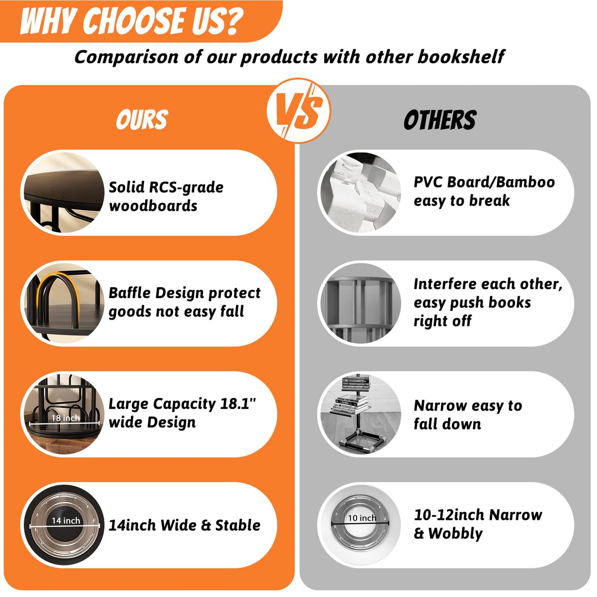 Aheaplus 6 Tier Rotating Bookshelf Tower, Revolving Bookcase, 360° Round Spinning Book Shelf, Narrow Swivel Bookshelves Vertical Rolling Turning Corner Bookshelf Organizer for Small Space, Black Aheaplus