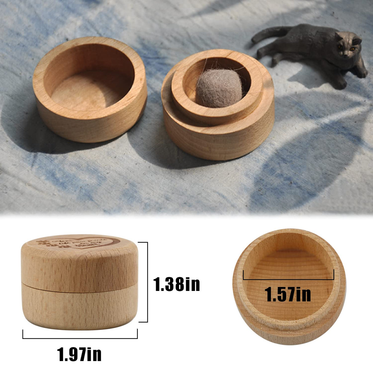 Dog Memorial Box for Loss Pet Wooden Keepsake Box with Pet Paw Engraving Ashes Or Hair Case Urn Memorial Gift(Brown) free-space