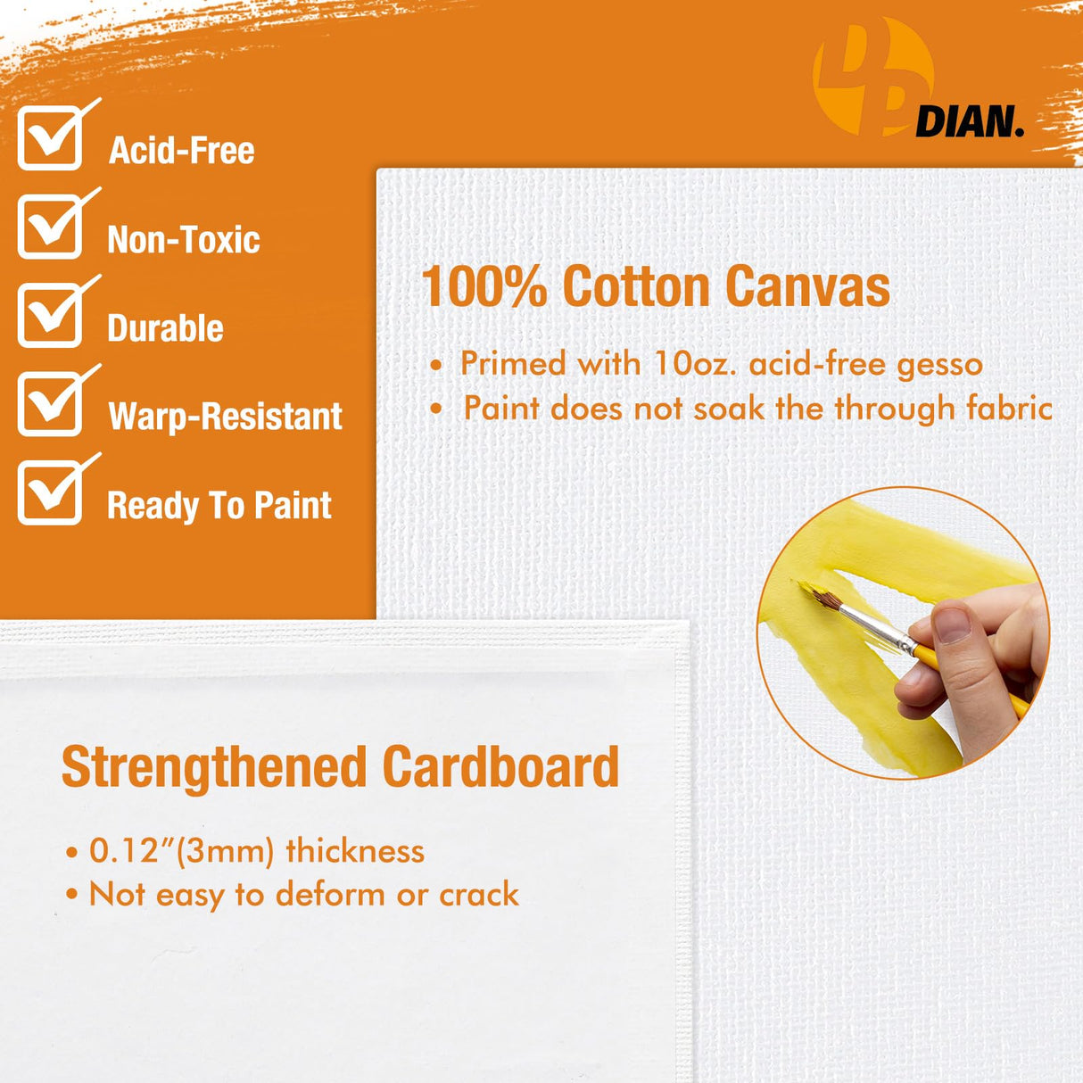 DPDIAN Canvas Boards for Painting 40 Pack, 8 inch x 10 inch Super Value Pack, Artist Canvas Panels for Oil & Acrylic Painting DPDIAN