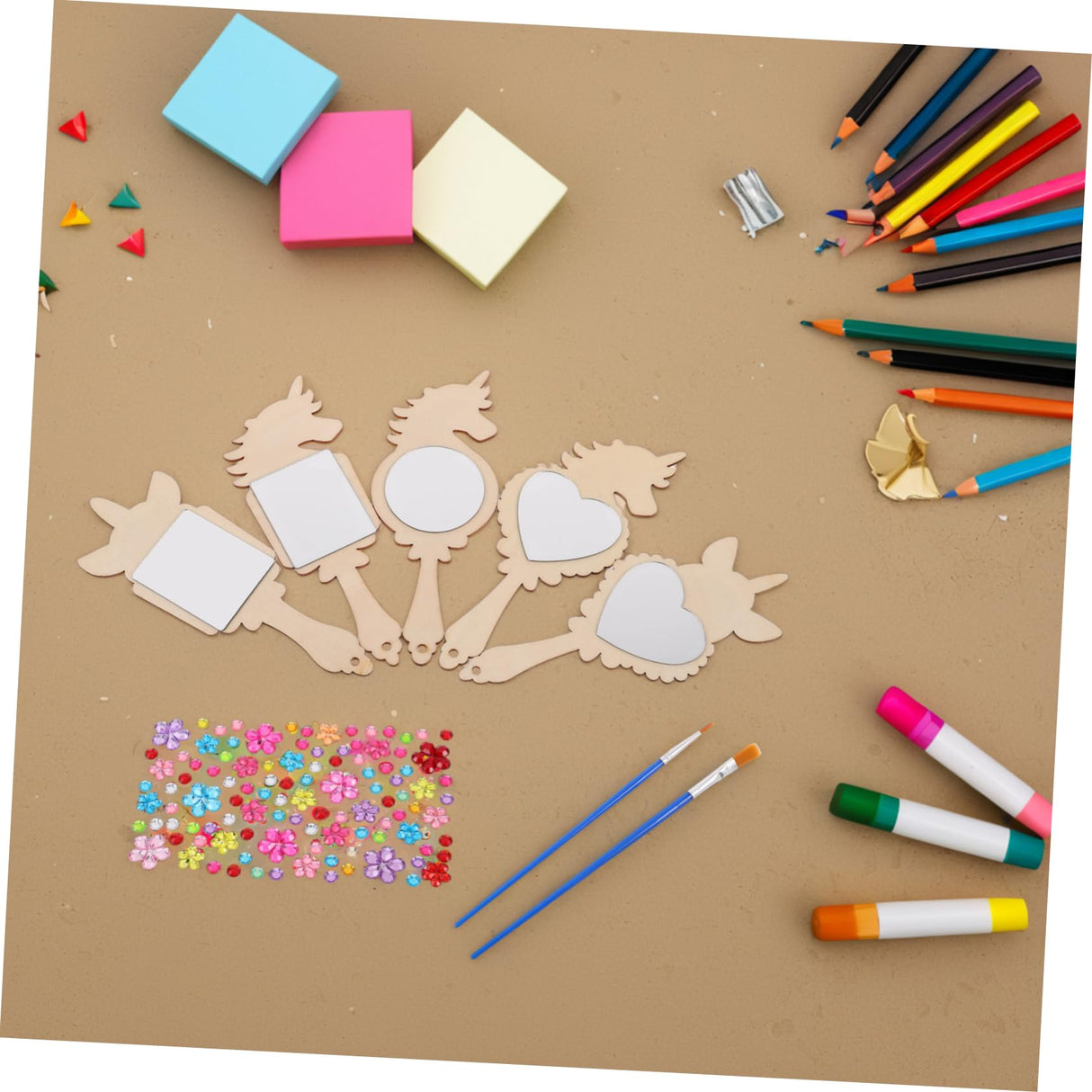 Didiseaon 12-Piece Unfinished Wooden Mirror Craft Set for Kids DIY Princess Hand Mirrors for Girls Birthday Parties and Craft Activities Safe Unbreakable for Toddler Decor Didiseaon