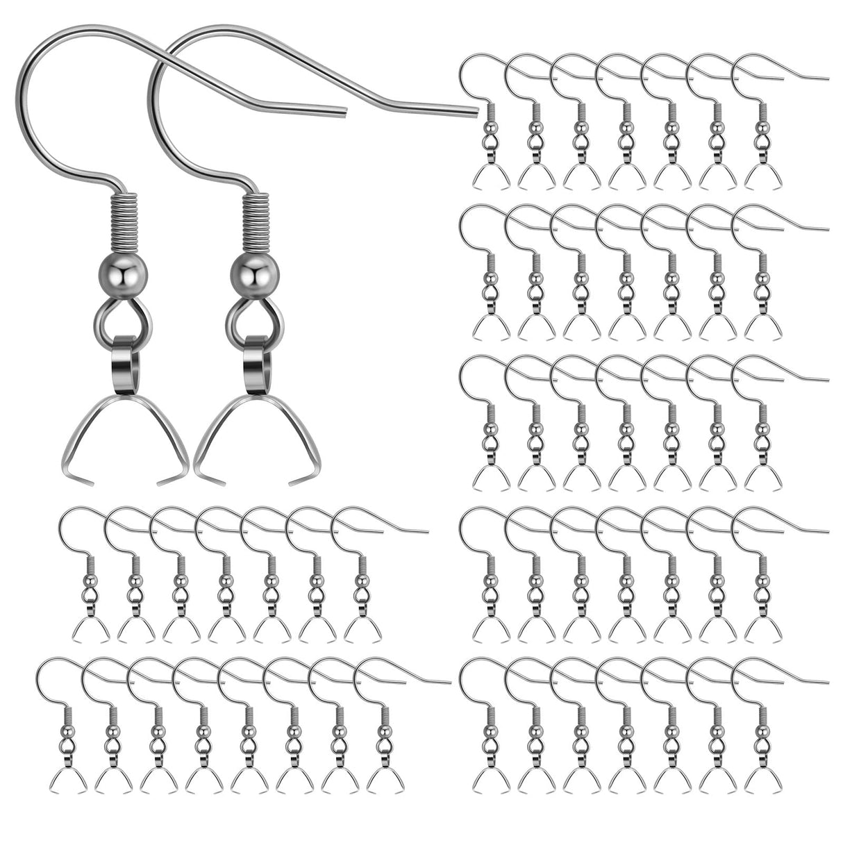 Earring Hooks 50PCS/25Pairs, Stainless Steel Ear Wires Fish Hooks, Hypo-allergenic Jewelry Findings Parts for DIY Jewelry Making MENKEY