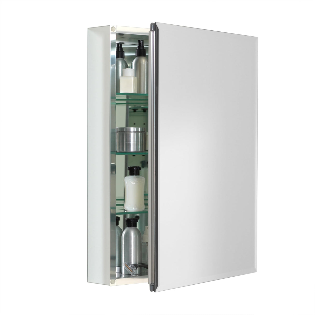 Zenna Home Bathroom Medicine Cabinet with Mirror, Frameless Bathroom Wall Cabinet with Rustproof Aluminum Body, 3 Adjustable Glass Shelves, Recessed or Surface Wall Mount Installation, 20 x 26 Inches Zenna Home