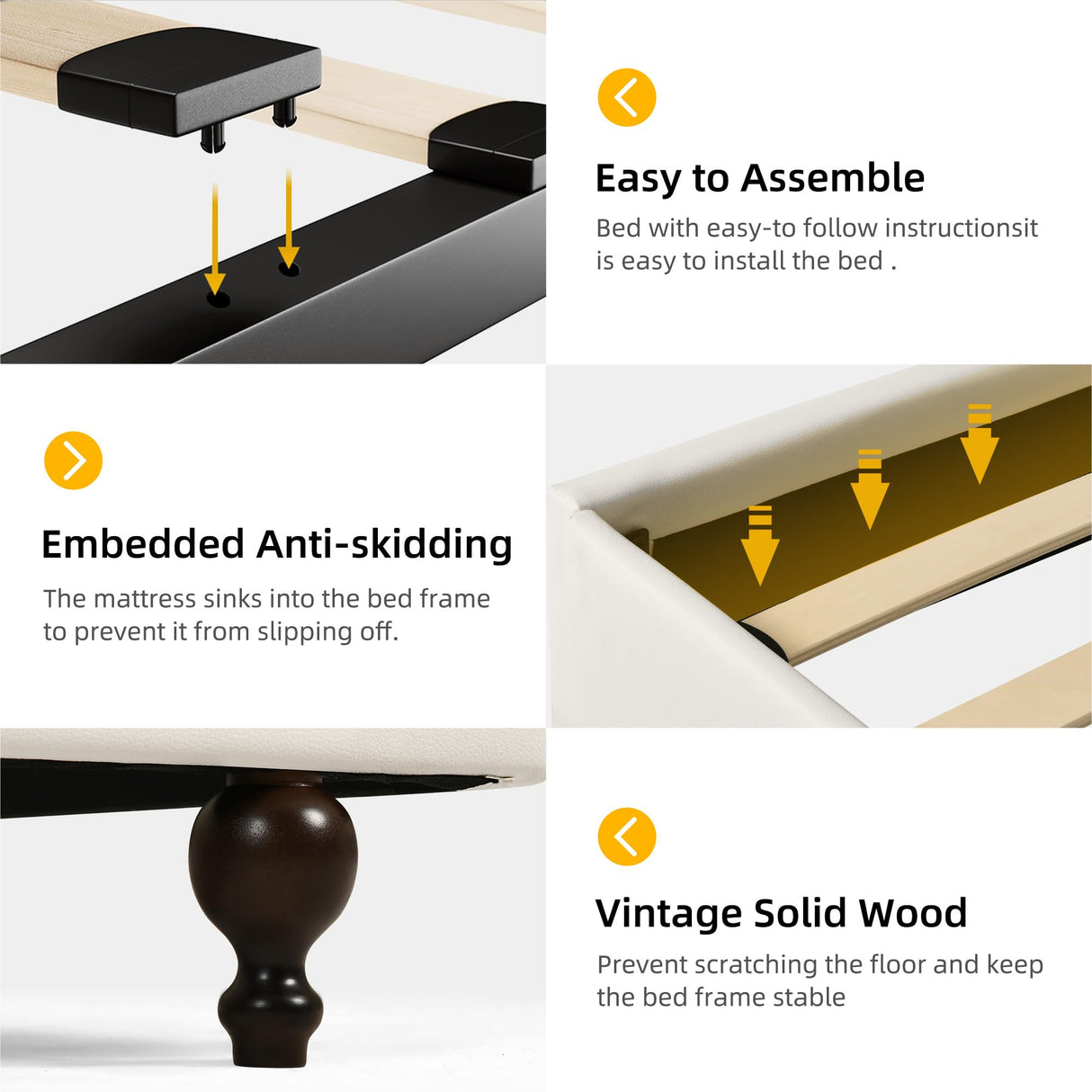 DWVO Queen Size Platform Bed Frame with 54" Tall Headboard, PU Leather Upholstered Platform Bed with Solid Wood Leg, Button Tufted, No Box Spring Needed, Easy Assembly, Beige DWVO