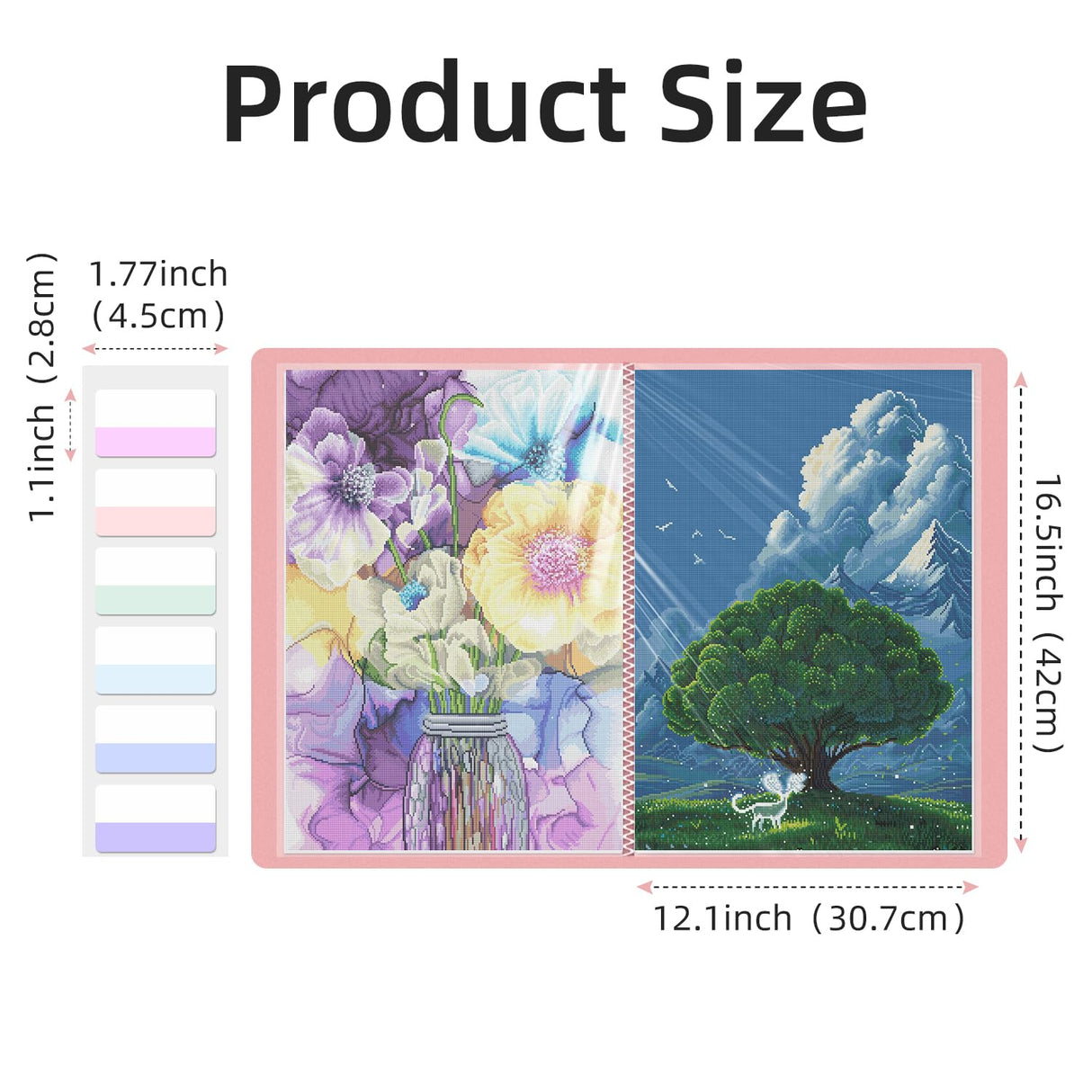 A3 Diamond Painting Storage Book, 60 Views Art Portfolio Presentations Folder with 30 Pages Protectors, 17.3x12.8in HOWUKE