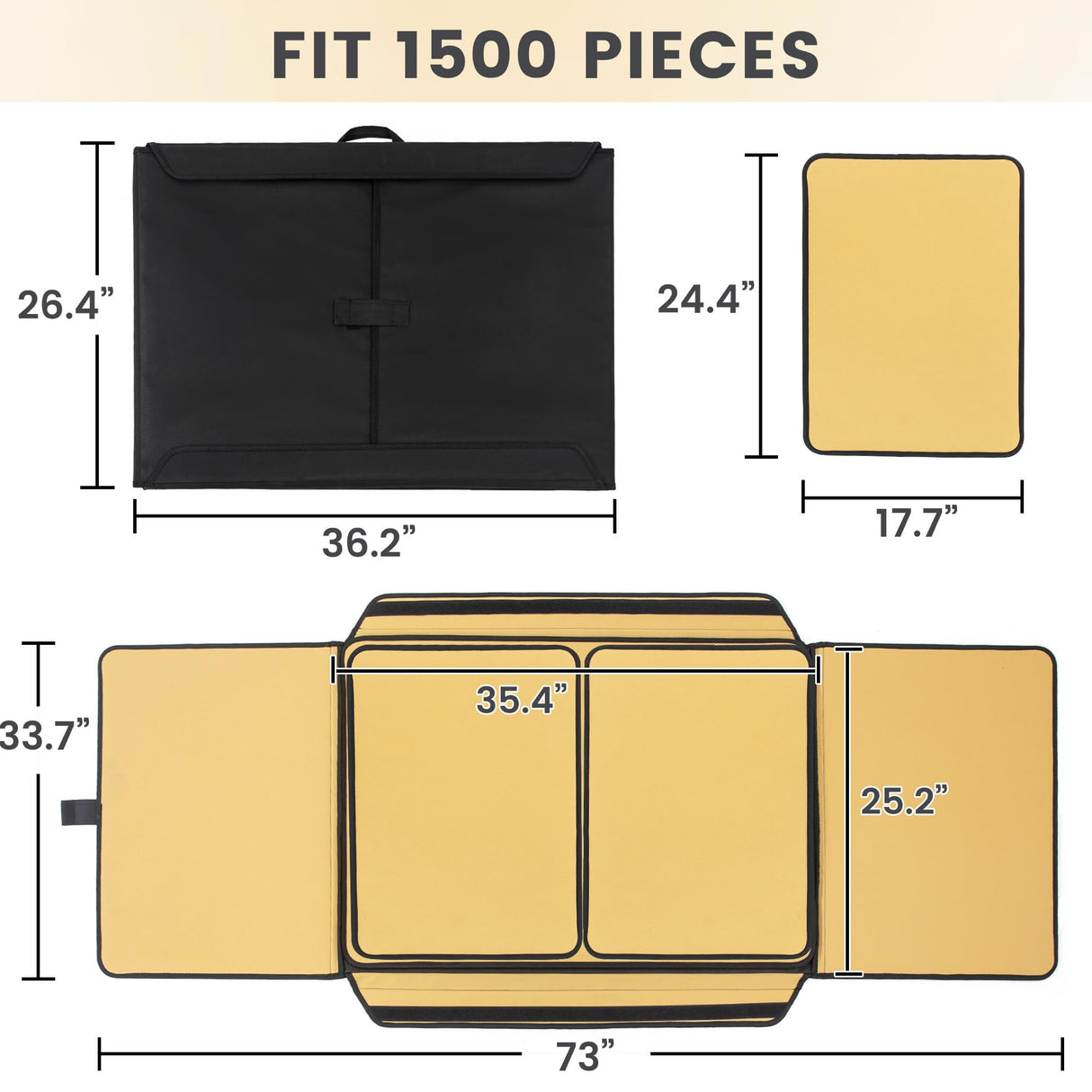 KROFEM 1500 Pieces Jigsaw Puzzle Board, Portable Puzzle Mat with Non-Slip Surface, Sorting Trays, Puzzle Keeper Puzzle Caddy, Jigsaw Puzzle Table Board KROFEM