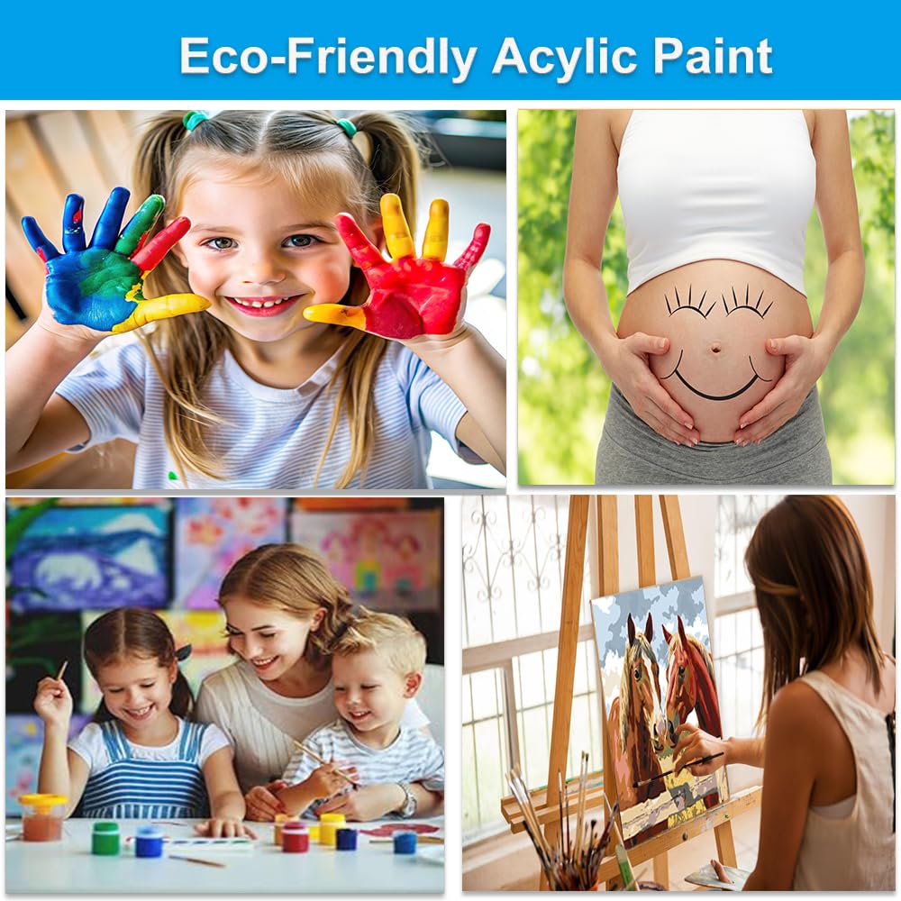 Artunion Horse Couple Paint by Numbers for Adults, Animal Paint by Number Kits, DIY Oil Painting Paint by Number Kits on Canvas Arts Craft for Home Wall Decor 16x20 Inch Artunion