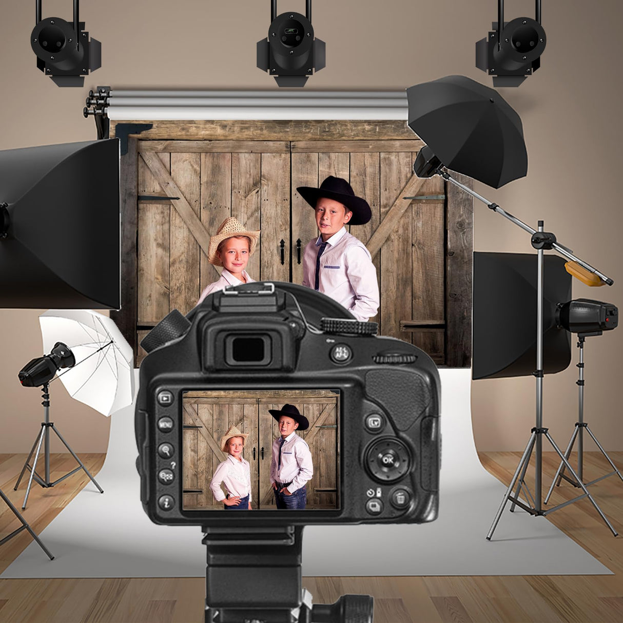 Baocicco 10x7ft Rustic Brown Barn Door Backdrops for Photoshoot Old Wooden Door Western Cowboy Farmhouse Photography Background Cowboy Birthday Baby Shower Wedding Ceremony Vinyl Video Background Baocicco