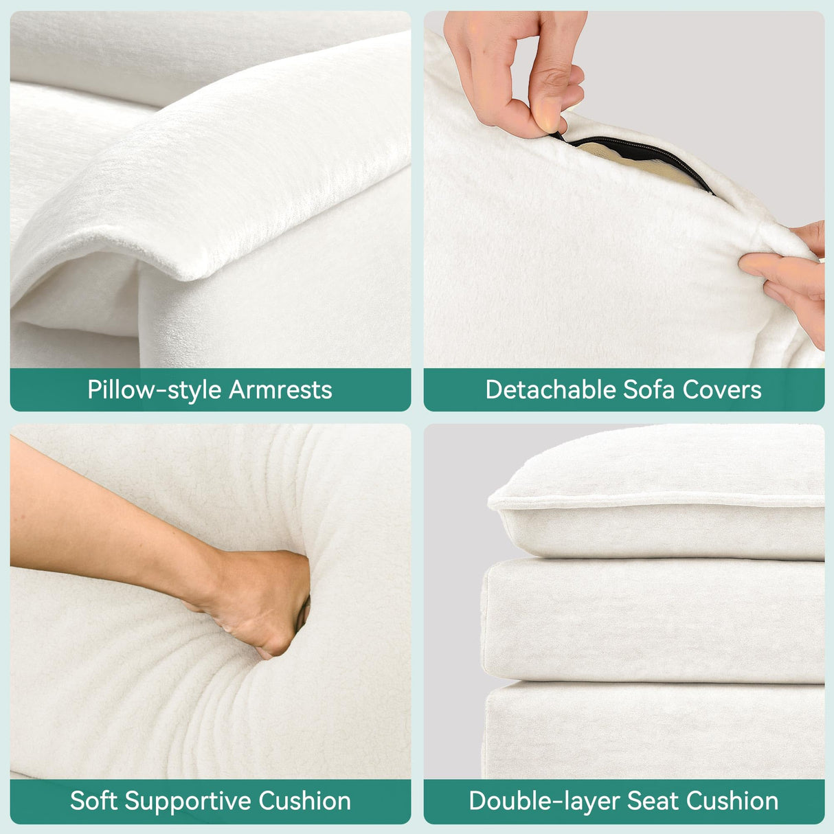 YITAHOME 142" Modular Sectional Sofa with Movable Ottoman, Modern U Shaped Couch with Pillow-Armrest, Velvet 6 Deep Seat Cloud Couch for Living Room Apartment Office, Beige YITAHOME