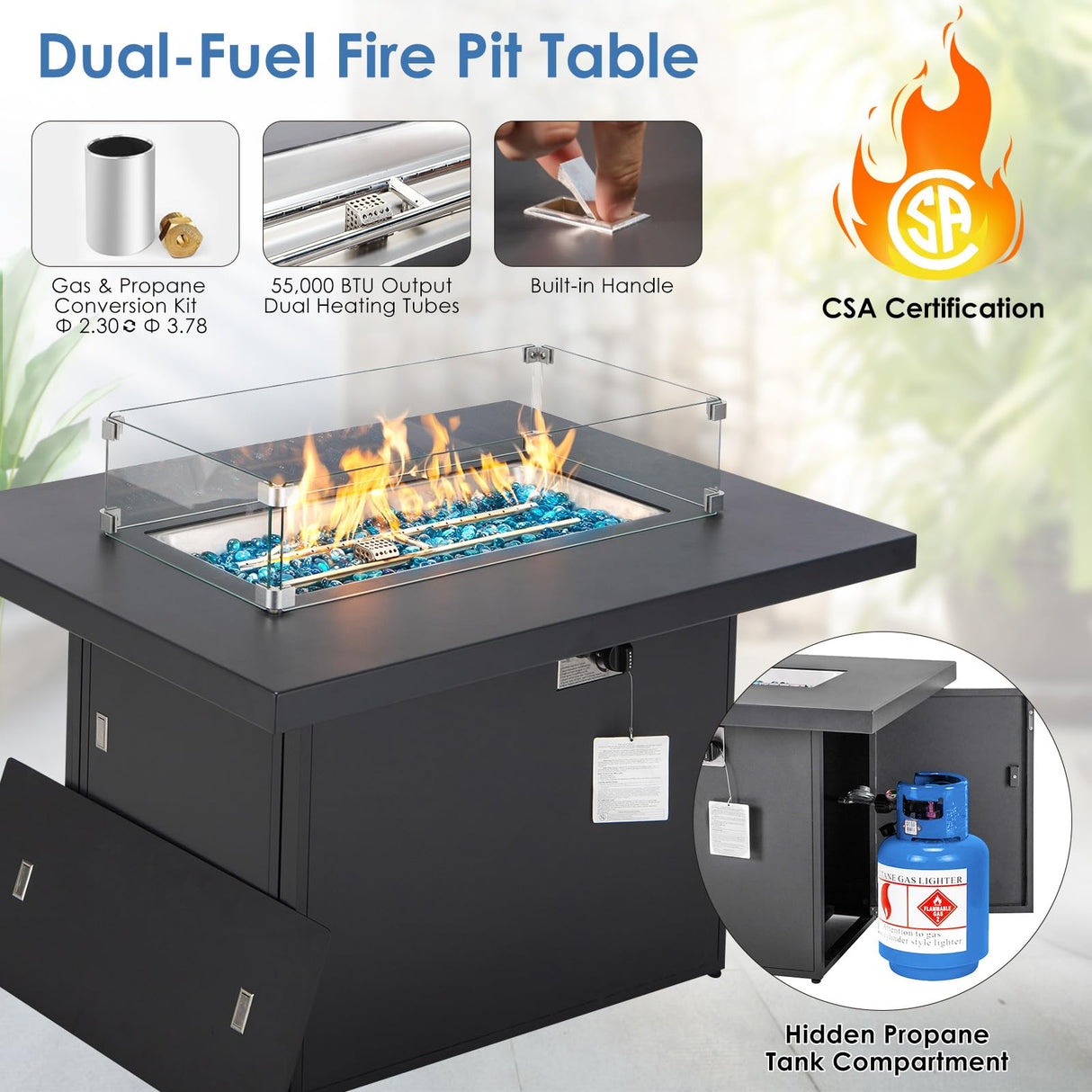 RADIATA Outdoor Aluminum Patio Furniture with Fire Pit Table, Modern Outdoor Patio Furniture Set 11 Pieces, Gray Frame Wide Seat Oversized Sectional Conversation Set for Poolside, Backyard, Grey RADIATA