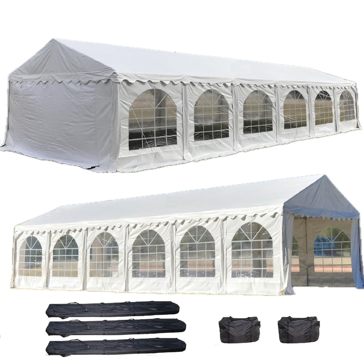 DELTA Canopies 40'x20' PE Party Tent - Large Heavy Duty Wedding Tent Outdoor Event Shelter Upgraded Galvanized Canopy, Waterproof Top + 5 Storage Bags DELTA