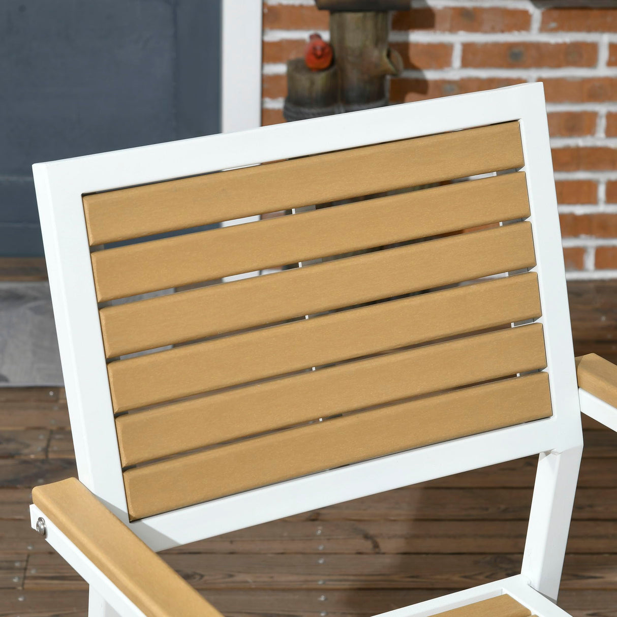 Outsunny 5 Piece Patio Dining Set for 4 with Umbrella Hole, Waterproof HDPE Outdoor Table and Chairs, Aluminum Frame Dining Furniture Set, Yellow Outsunny