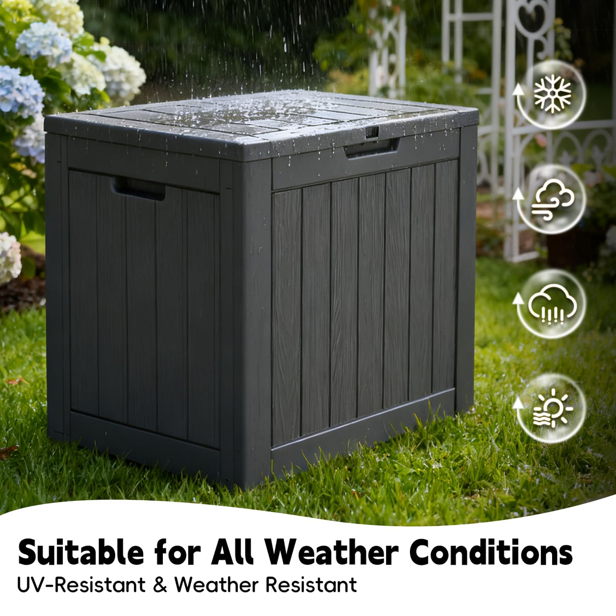 LubanNese Outdoor Storage Box, 35 Gallon Deck Box Waterproof, Resin Patio Storage Bin for Package Delivery, Patio Furniture Cushion, Garden Tools, Pool Accessories, Weatherproof, Black LubanNese