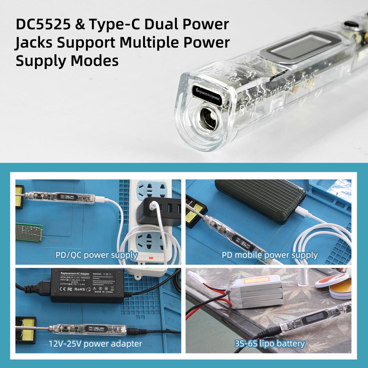 SEQURE SI012 Soldering Iron Kit, 68W Portable Soldering Iron Electric, Fast Heating, DC+PD Power Input, Digital OLED Display, Constant Temperature, Auto Sleep Welding Tool, TS-B2 Soldering Tip, XT60 SEQURE