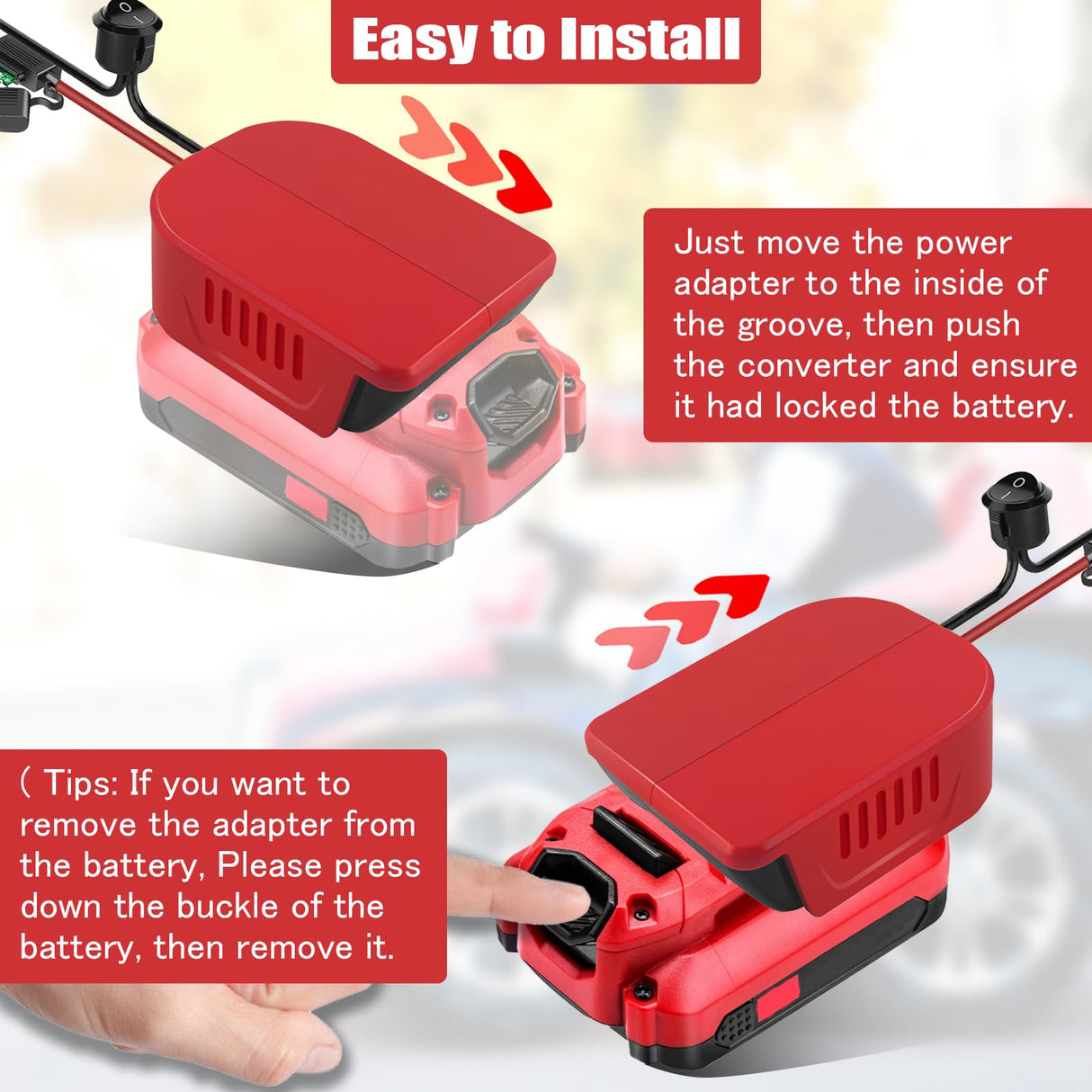1Pack Power Wheel Adapter for Craftsman 20V Lithium Battery Adapter Kit with Switch & Fuses & Wire Terminals, with 14 Gauge Wire,Power Convertor for DIY Ride On Truck,RC Toys,Robotics and Work Lights DEWDYS