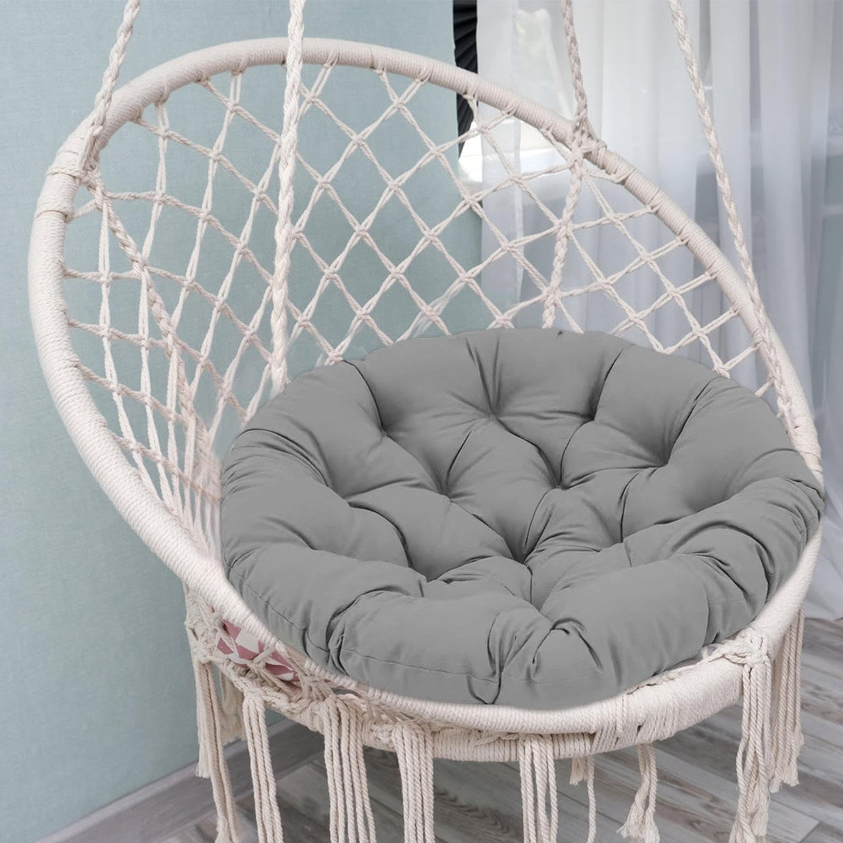 Leefasy Papasan Chair Cushion 20inch Egg Chair Cushion (Only Cushion) Multifunctional Garden Chair Mat for Rocking Chair Seats Sturdy, Dark Gray Leefasy