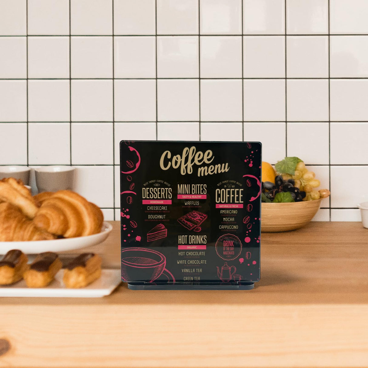 PYD Life 6 Pack Sublimation Acrylic Sign Plaque Display Blanks 4.7" Square with 4.3" x 0.8" Sublimation Acrylic Sheets Stand Thickness 1/6"(4mm) Custom Table Sign for Store Restaurant Party PYD Life