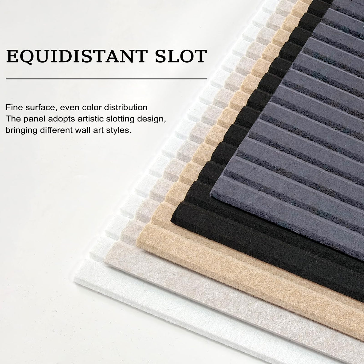 JVJVJ 5 Pack Acoustic Panels, 48" X 24" X 0.4" Decorative Sound Proof Felt Panels, Self-Adhesive Sound proof panels for walls, Creative Slotting Design. (Black) JVJVJ