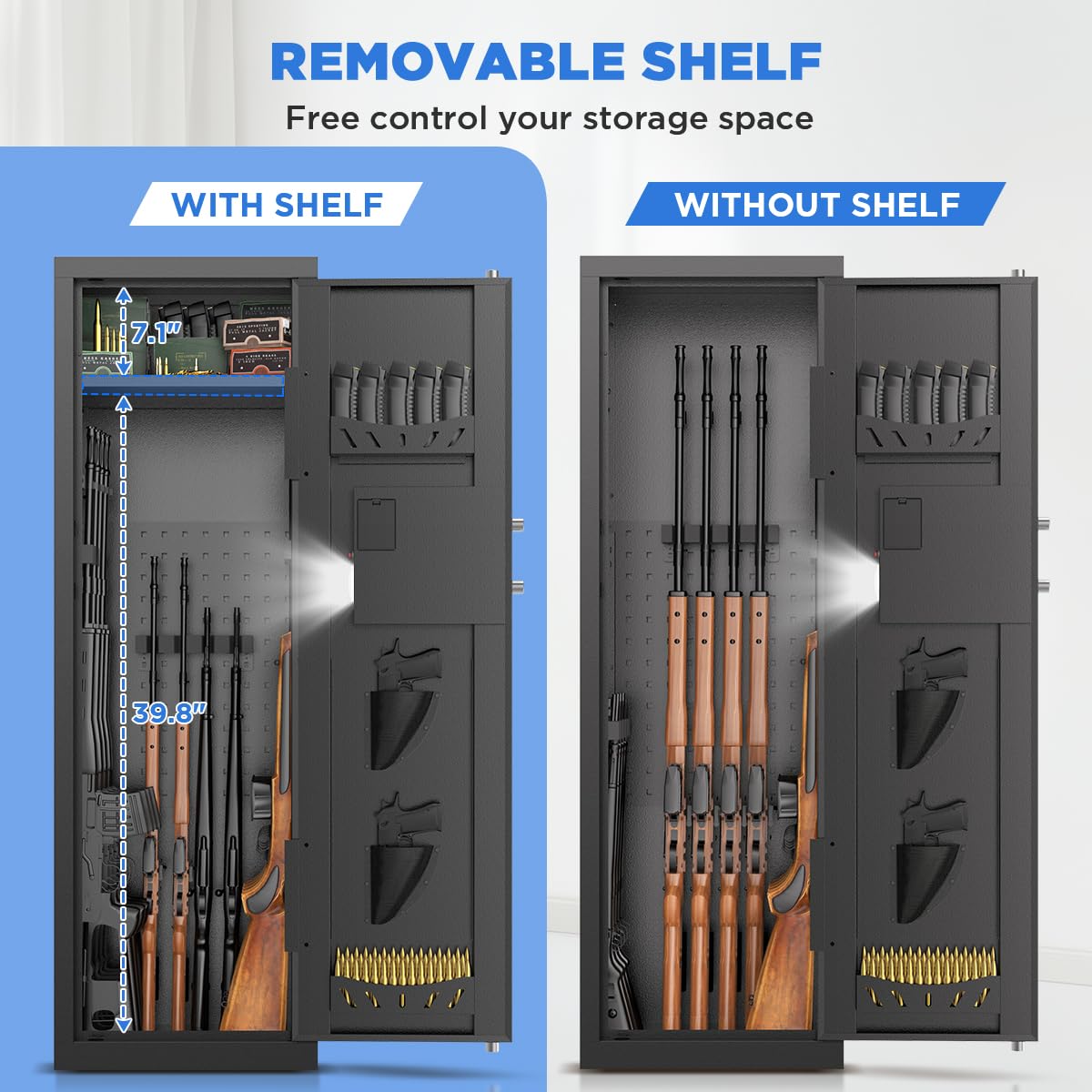 MSYCOST 8-10 Gun Rifle Safe for Home Security, Gun Safe for Rifles and Pistols - Quick Access Digital Keypad | Easy Assembly Gun Safe with Adjustable Shelves (Fits Shotguns & Ammo) MSYCOST