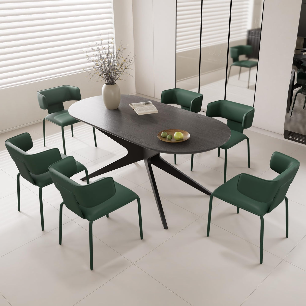 Kidol & Shellder Rectangular Dining Table for 4-6 People 69.4" Farmhouse Kitchen Table with Metal Cross Legs & Oval Corners Modern Industrial Style for Kitchen Dining Room Living Room Black Kidol & Shellder