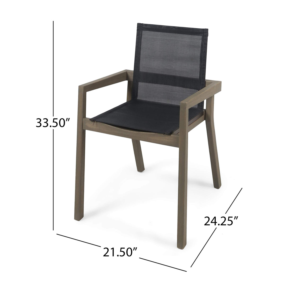 Christopher Knight Home 305156 Jimmy Outdoor Acacia Wood and Mesh Dining Chairs (Set of 2), Gray Finish Christopher Knight Home