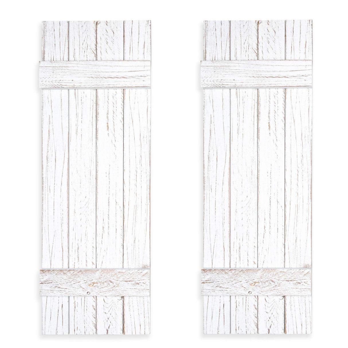 Ilyapa Wood Shutters Wall Decor - Farmhouse Style Weathered White Barn Door Shutters for Interior Wall Art - American Family-Owned Business Ilyapa