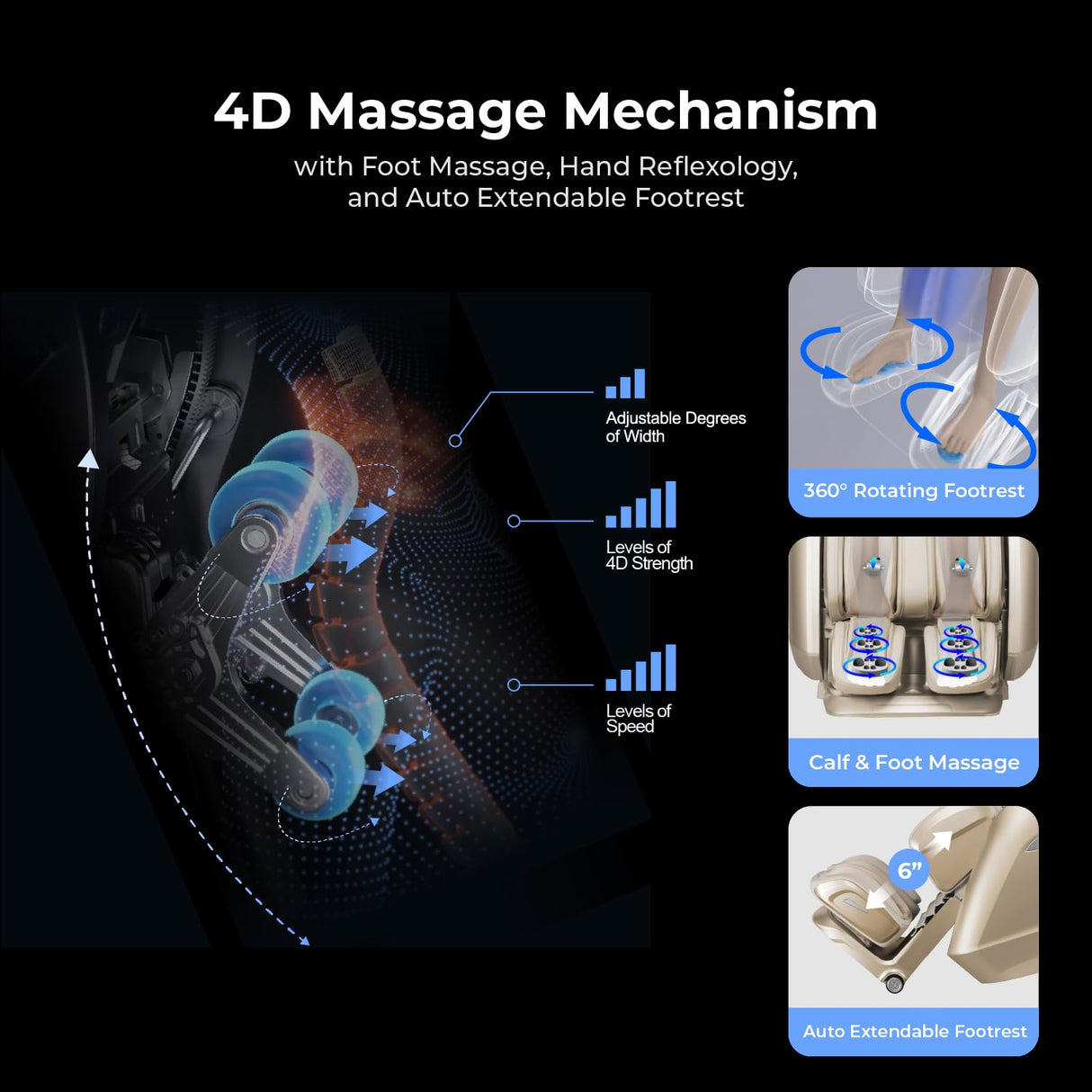 Osaki 4D Achilles l 360 Rotating Footrest l Full Body Massage Chair l Zero Gravity l 360 Kenading Calfrest l Lumbar Heating l Touchscreen Controller l Auto Body Scan l Bluetooth Speaker (Taupe) Osaki