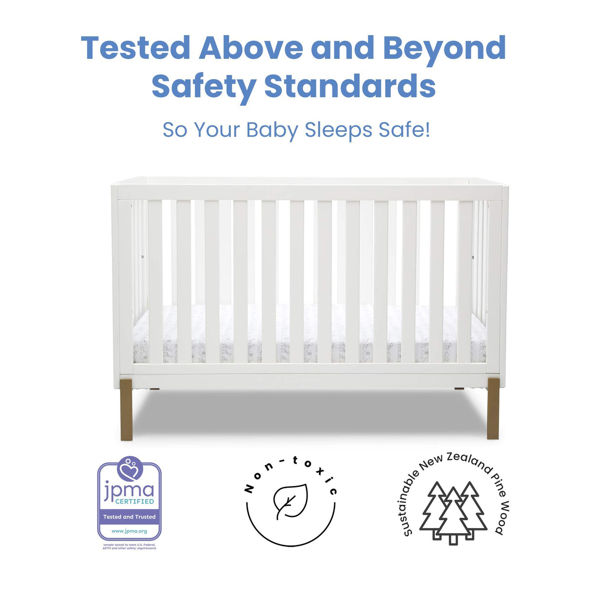 Delta Children Hendrix 4-in-1 Convertible Crib, Bianca White/Bronze Delta Children