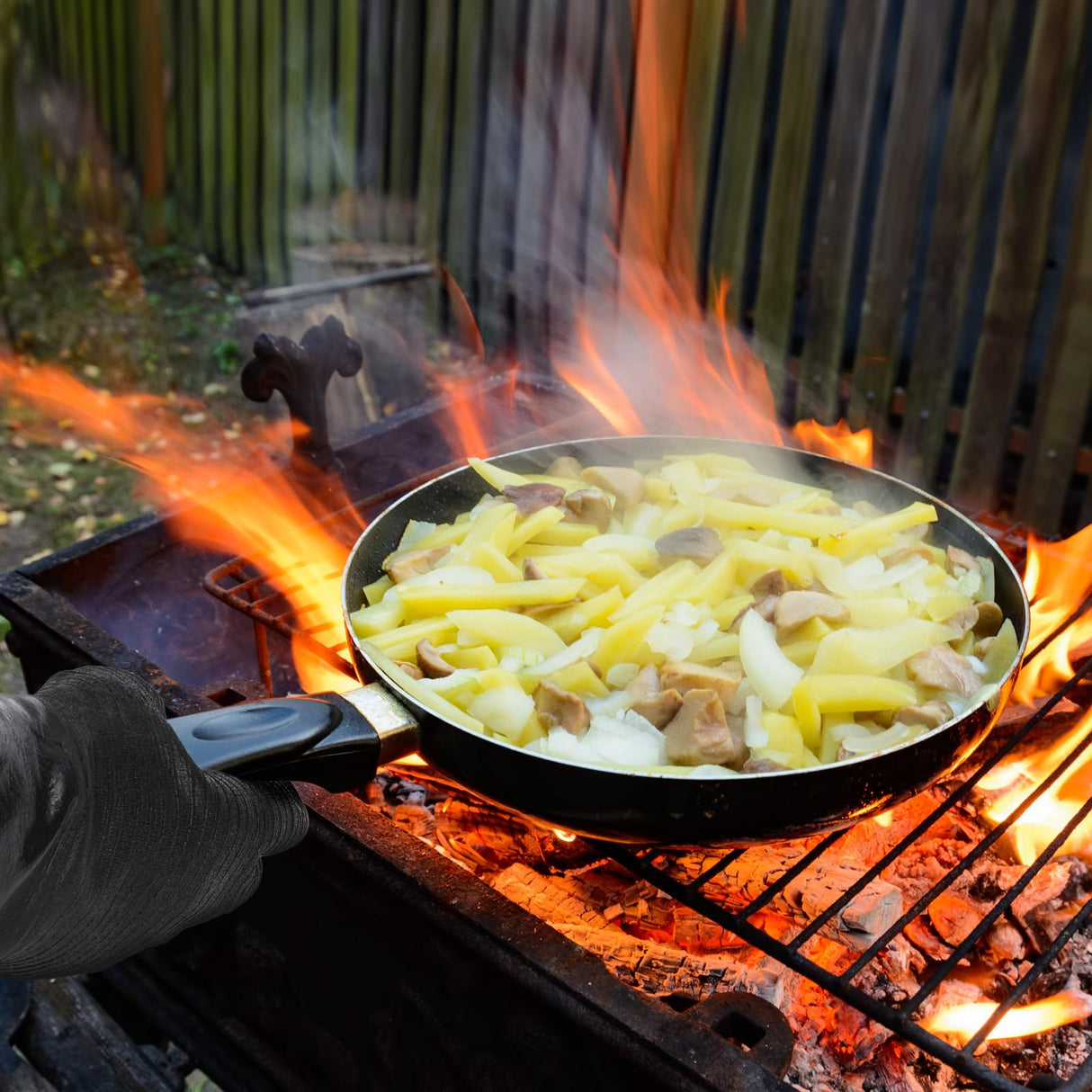 14 inch Barbecue Gloves, 932°F Extreme Heat Resistant Gloves, Firewoof/Waterproof Gloves with overlong Sleeve, for Baking/Oven/Cooking/Pit/Barbecue/Cutting,Textured Palm Handle/Greasy Food Sohatulip