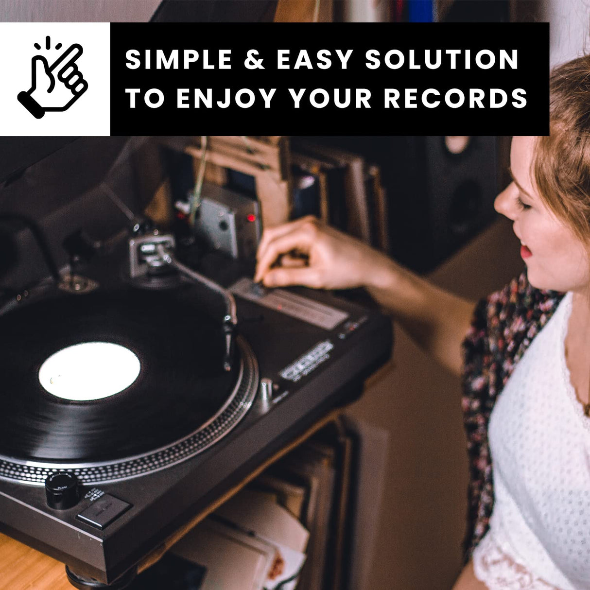 EVEO Vinyl Record Cleaning Kit - 4-in-1 Premium Vinyl Record Cleaner & Vinyl Cleaning Kit with Velvet Brush, Vinyl Cleaner Liquid, Duster & Turntable Stylus Gel EVEO