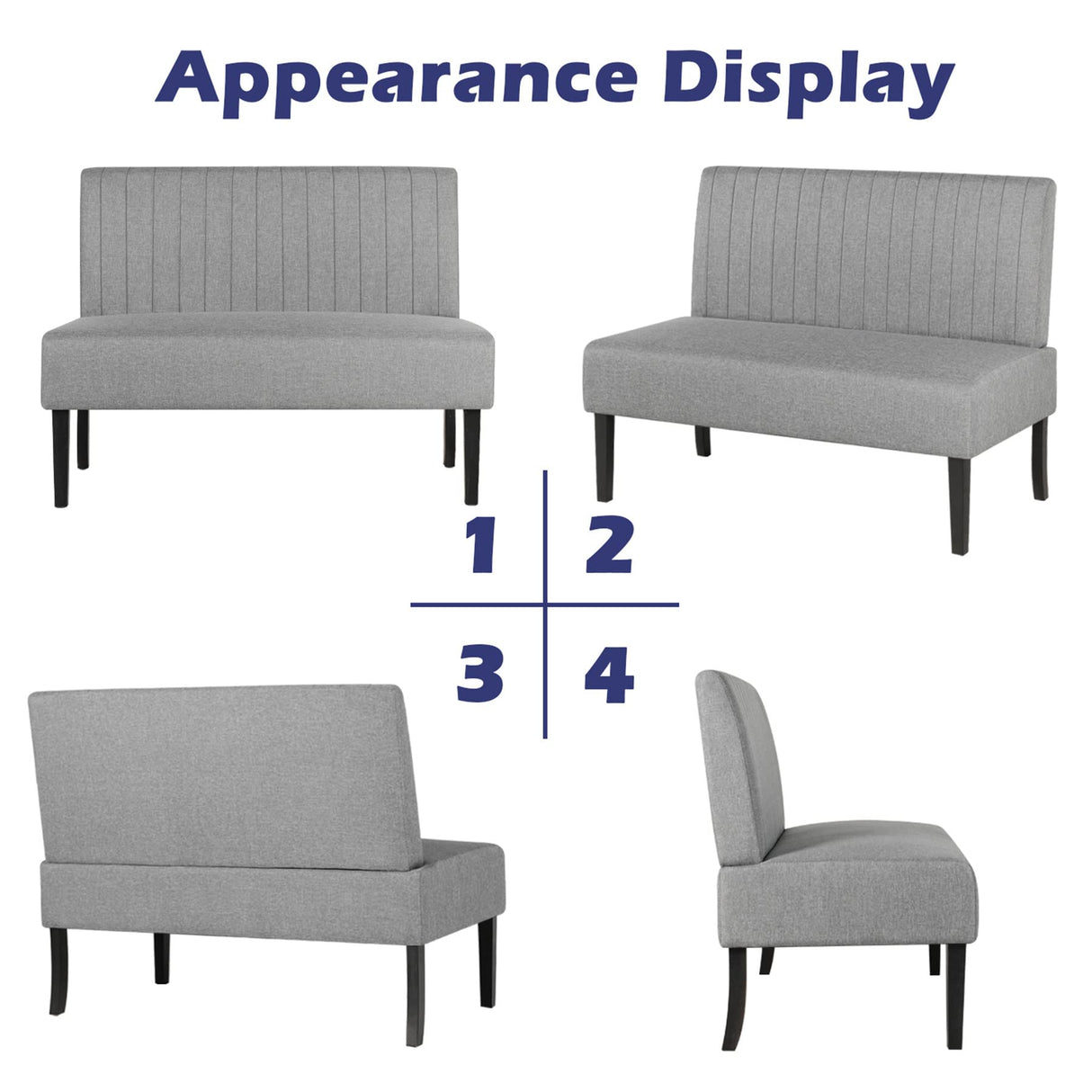 STHOUYN Mini Small Comfy Couch Armless Loveseat Sofa for Bedroom with USB Port, Velvet Small Couches for Small Spaces Living Room, Apartment Office Dorm (Grey) STHOUYN