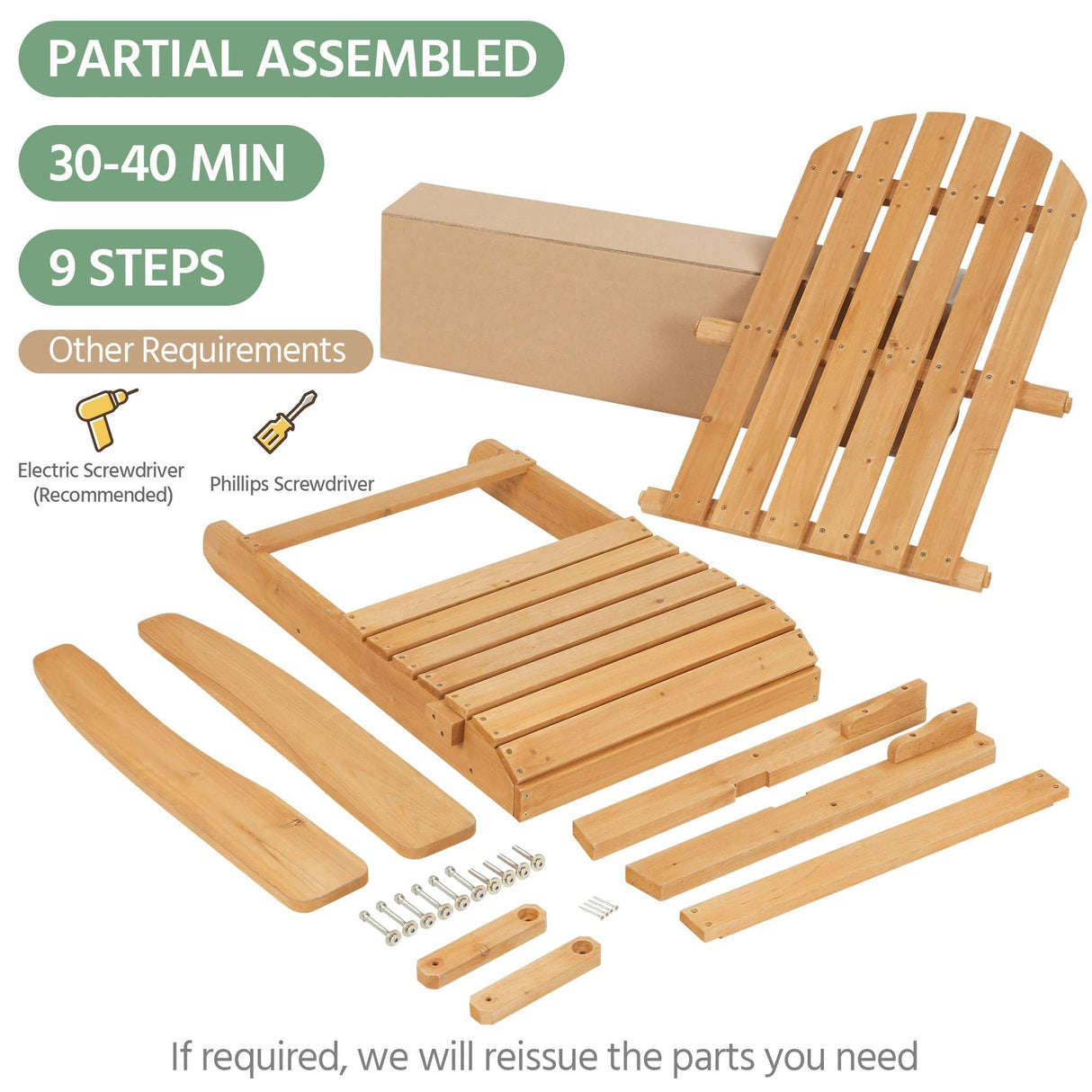 Topeakmart Set of 4 Folding Adirondack Chair Outdoor Weather Resistant Chairs for Patio Deck Garden, Backyard Deck, Fire Pit, Honey Brown Topeakmart