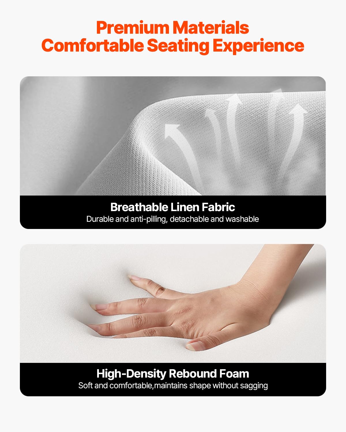 VEVOR Accent Chair, High Back Mid Century Modern Armchair with Solid Wood Frame and Non-Slip Legs, Upholstered Leisure Chair with Linen Fabric and 5.3 in Thickened Cushion, for Living Room, Bedroom VEVOR