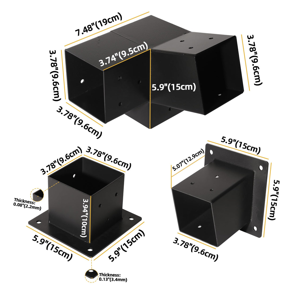 15° Slanted Pergola Brackets Kit for 4" x 4" Wood Pergola, Wall Mount Roof Pergola Bracket Kit, for Gazebo, Pergolas, Wood Stand Sheds, Metal Gazebo Kits - with Screws Riyhch