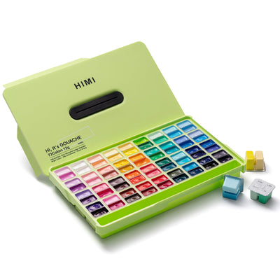 HIMI Twin Cup Jelly Gouache Paint Set, 72 Colors 12g, Jelly Cup Design, Non Toxic Paint for Canvas and Paper, Art Supplies for Professionals (72 Colors)