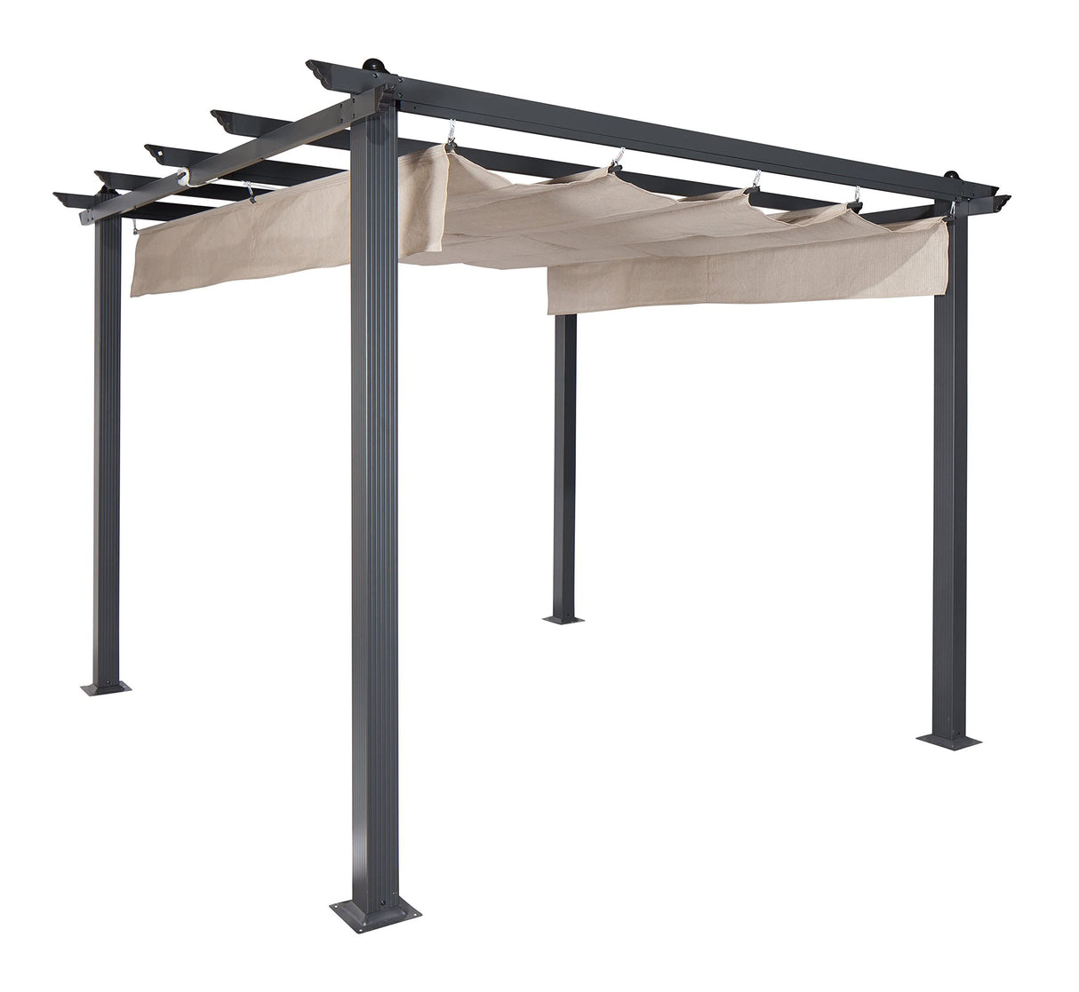 Coolaroo Aurora Pergola, Backyard or Patio Shade Pergola, Light Filtering 90% UV Block, 9'10" x 9'10", Smoke Coolaroo