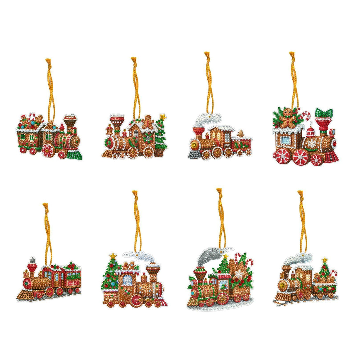 DoxQcs DIY Diamond Christmas Tree Decoration Pendant Diamond Art Painting for Xmas Home Indoor Festival Season Party Decor (Double-Sided Pattern Single-Sided Diamond)-#08-Train DoxQcs