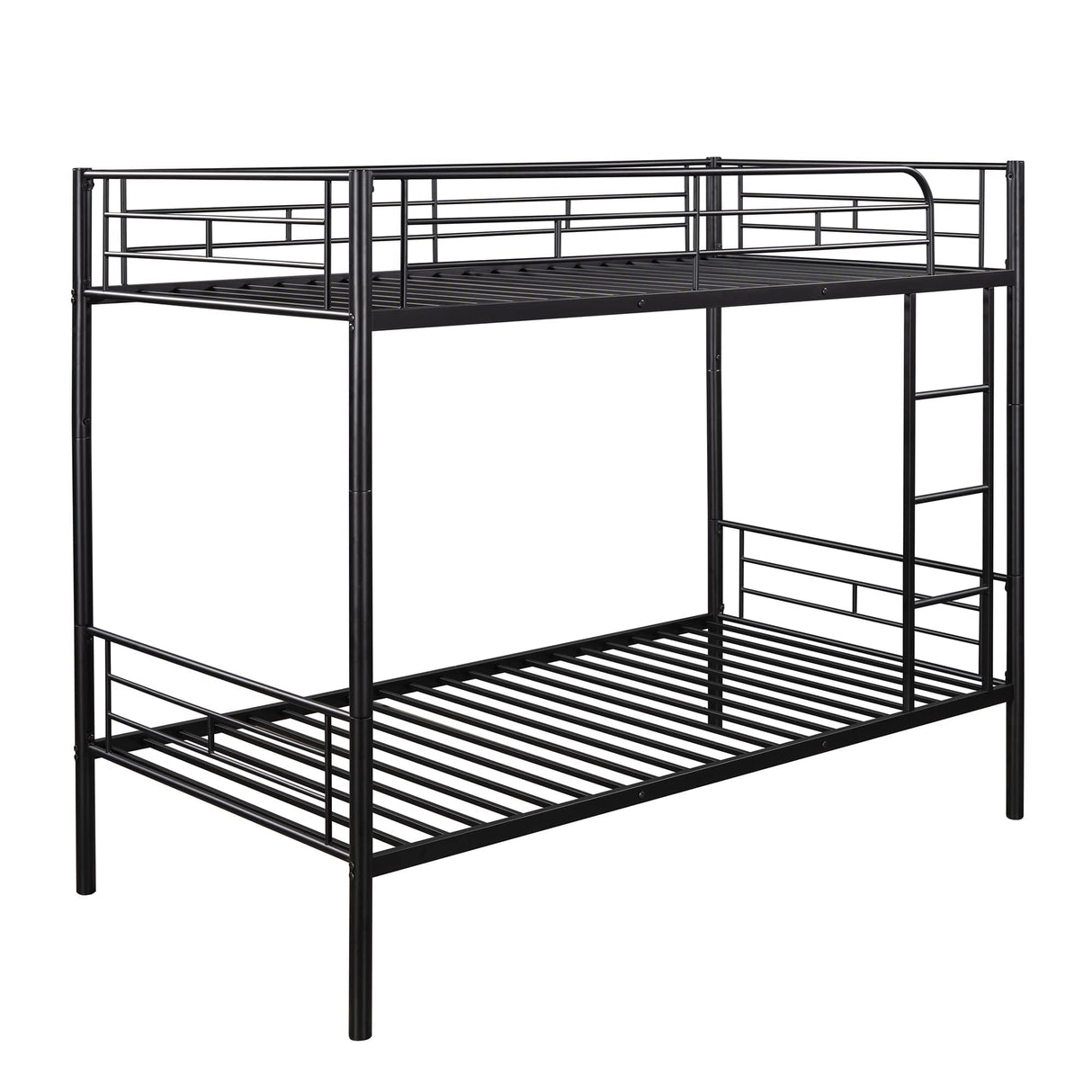 Merax Bunk Bed with Ladder and high Guardrail, Able to Split, Metal Bunk Bed, Storage Space, Noise Free,Twin Over Twin Size Bunk Bed,Black Merax