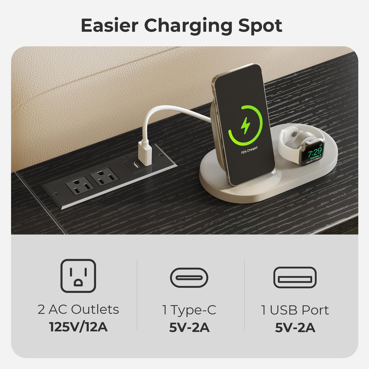 SUPERJARE 70 Inch Console Table with 2 Outlets, 1 Type-C and 1 USB Port, Extra Long Entryway Table with Metal Frame and X-Shaped Bars, Narrow Sofa Table for Living Room, Hallway, Black SUPERJARE