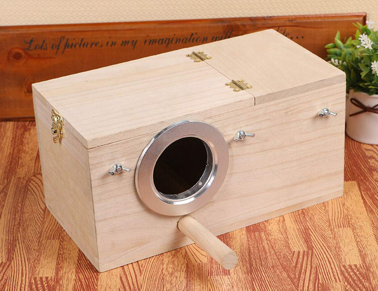 YJJKJ Wood Parakeet Nest Box Pet Bird House Parrot Breeding Mating Box Bird Cage Box for Lovebirds Cockatiel Parrotlets Budgerigar Parakeet (L) YJJKJ