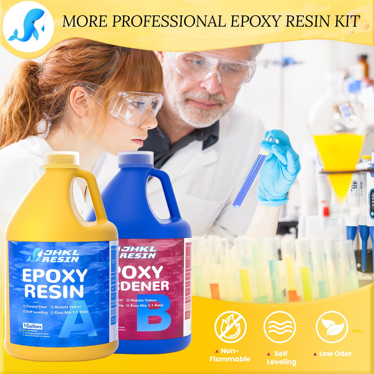 JHKL RESIN 2 Gallon Crystal Clear Epoxy Resin Kit, No Bubble & Not Yellowing Epoxy Resin Gallon for Casting & Coating, Table Top, Bar Top, DIY Jewelry Making, Art Crafts, Wood & Resin to Easy Mix 1:1 JHKL RESIN