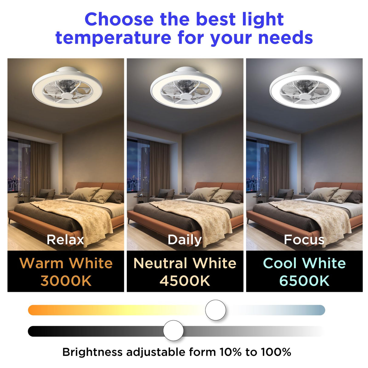 ocioc Low Profile Ceiling Fans with Lights,18 in Smart Ceiling Fans with Alexa/Google Assistant/App Control Color Changing LED-RGB Back Ambient Light for Bedroom ocioc