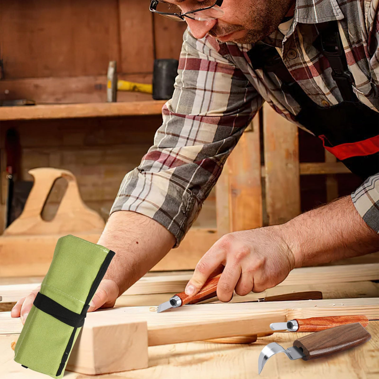 AUGSUN Wood Carving Kit, 17 Pack Wood Whittling Kit Hand Carving Knife Tools Set for DIY Sculpture Carpenter Experts & Beginners AUGSUN