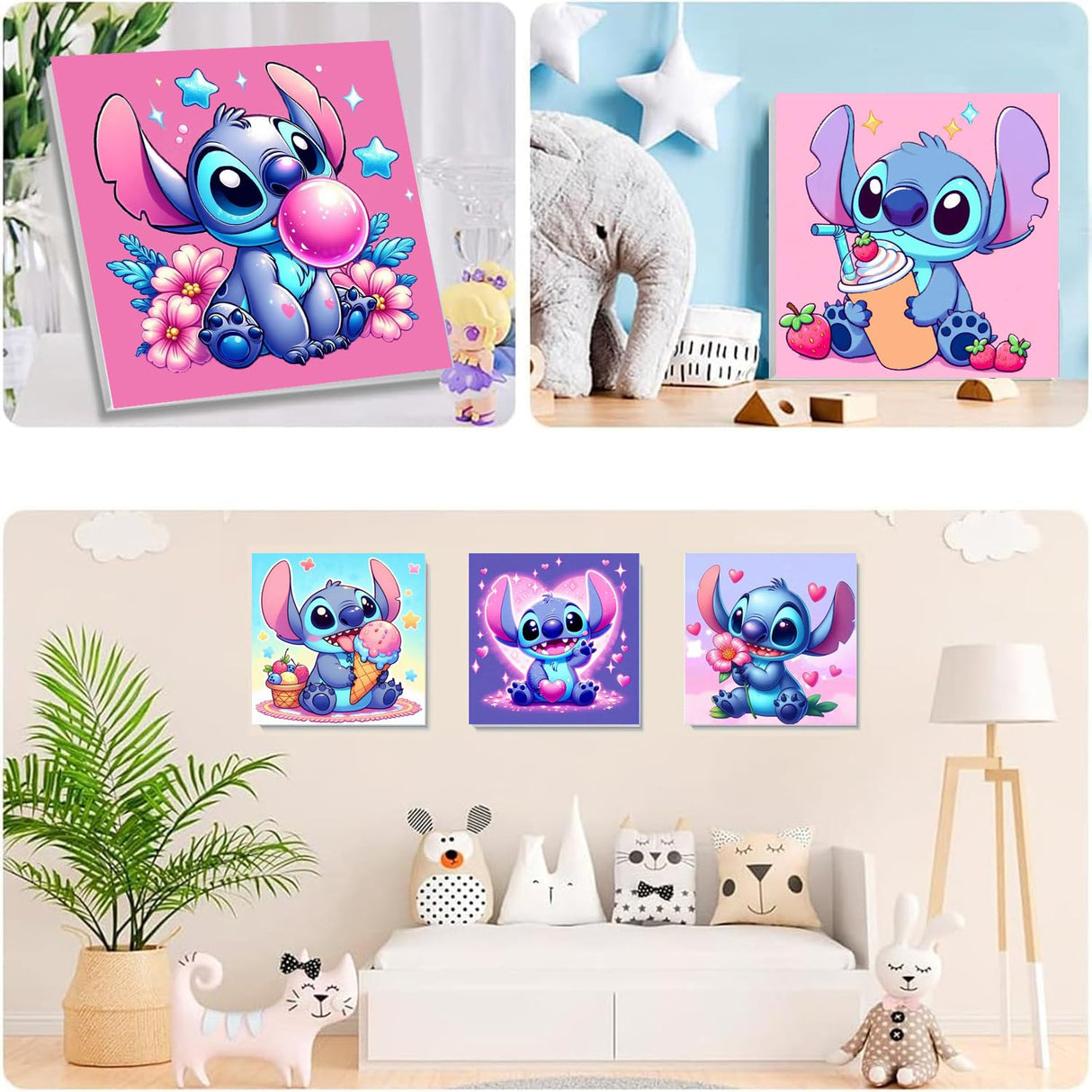 CraftyTime 6 Pack Cartoon Paint by Numbers Kits for Kids with Framed Canvas Paint by Number for Kids Ages 4-8-12, DIY Easy Acrylic Oil Painting Kits for Home Wall Decor (8X8inch) CraftyTime