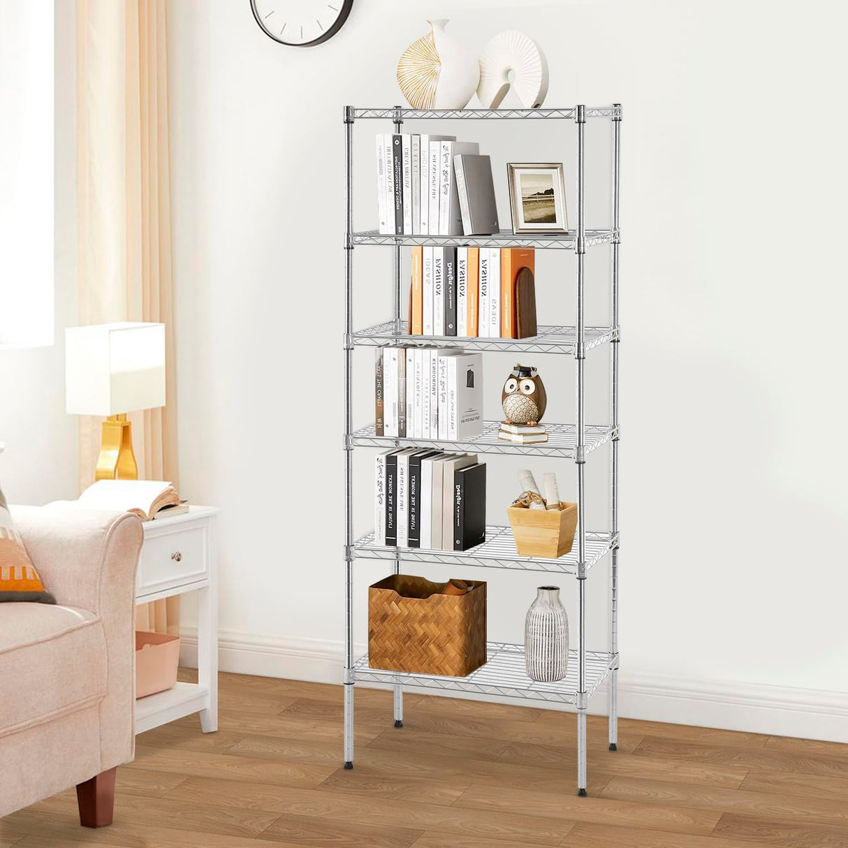 PayLessHere | 6-Tier Wire Shelf | 23"x13"x59" | Chrome | Adjustable Racks | Heavy-Duty Storage Shelves, Holds Upto 1500 lbs | Rust-Resistant, No-Tool Assembly | for Home, Garage Shelving PayLessHere